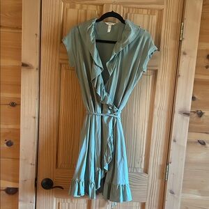 Matilda Jane Sage Green Ruffle Wrap Mini Dress